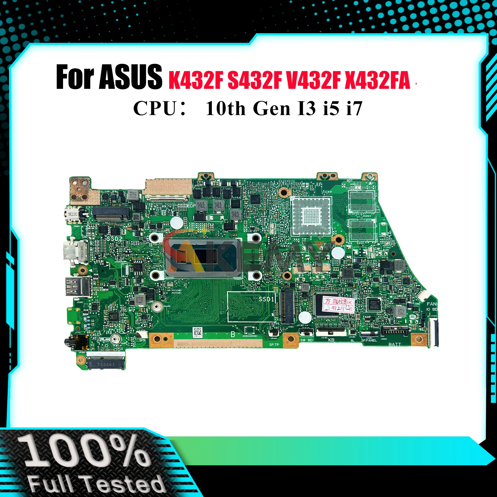 

X432FA Laptop Motherboard For ASUS VivoBook X432FLC X432F X432FL V432F X432FAC X432FA K432F S432F Mainboard W/ 10th Gen I3 i5 i7