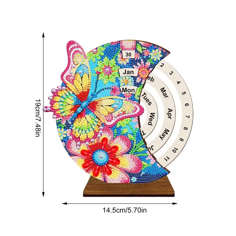 Calendar Rhinestones Painting Kit Perpetual Desk Calendar Rhinestones Art Painting Creative Design Butterfly Perpetual Calendar