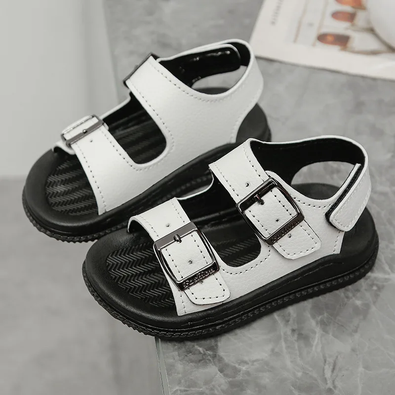 

Детские сандалии для мальчиков 2026: Новые модные спортивные пляжные сандалии, нескользящие, износостойкие, для малышей 1-6 лет, кожаные туфли