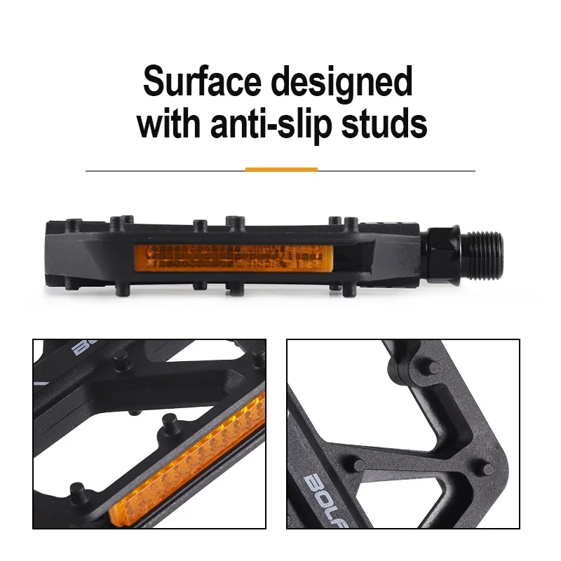 BOLANY Nylon Bicycle Pedals ultralight and non-slip mountain bike fiber pedals dustproof and waterproof DU double bearing pedals