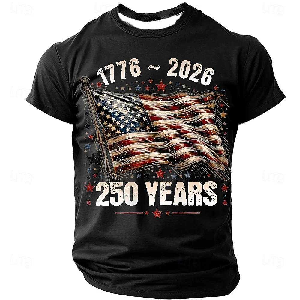 

America 250th Birthday Eagle Flag 250 Years 1776-2026 Unisex Men's T-Shirts Casual Style Man Women Tees Vintage Men's Clothing