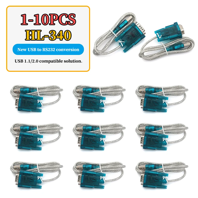 1-10 قطعة HL-340 جديد USB إلى RS232 COM ميناء المسلسل المساعد الشخصي الرقمي 9 دبوس DB9 مهائي كابلات دعم Windows7-64