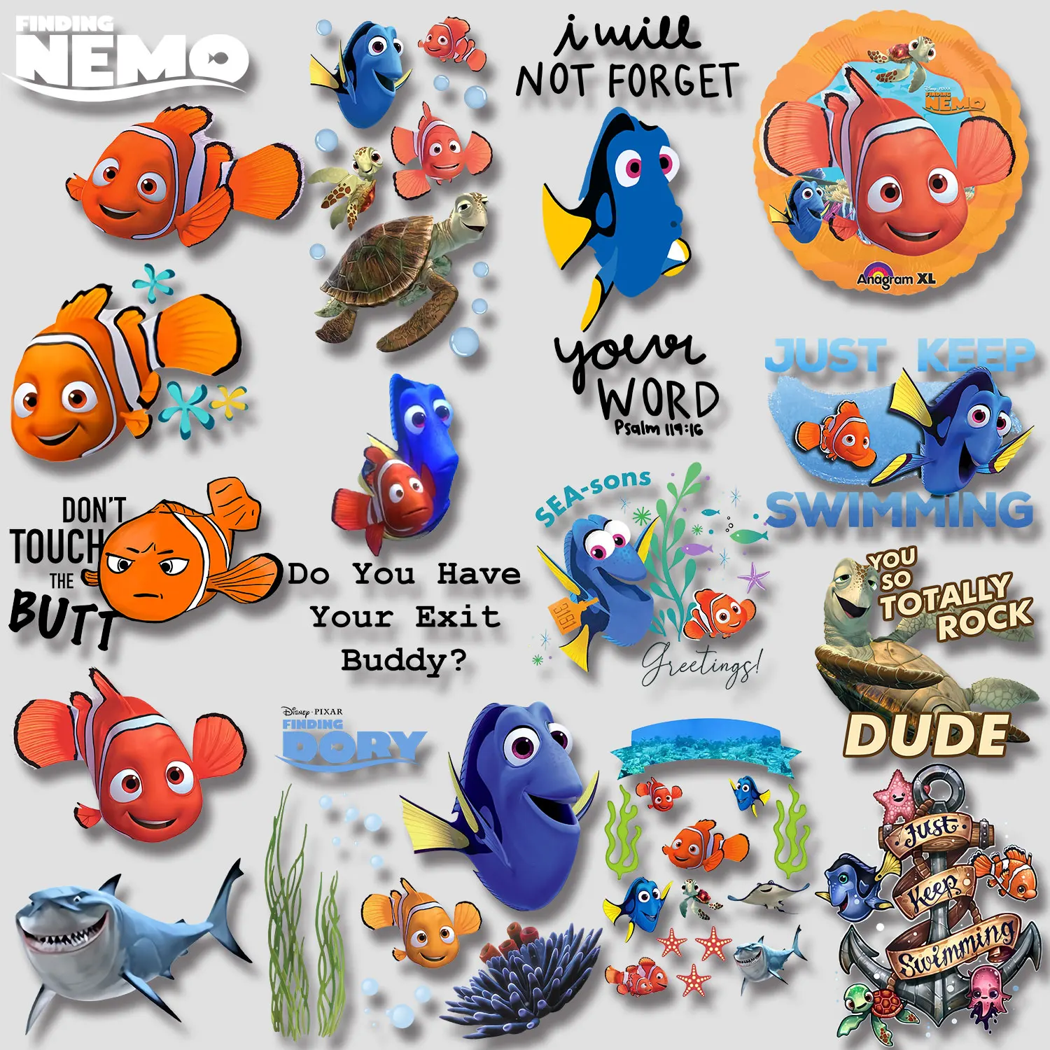 Finding Nemo Movie Cute Stickers Iron-on Transfers for Clothing Washable Stickers DIY Decoration