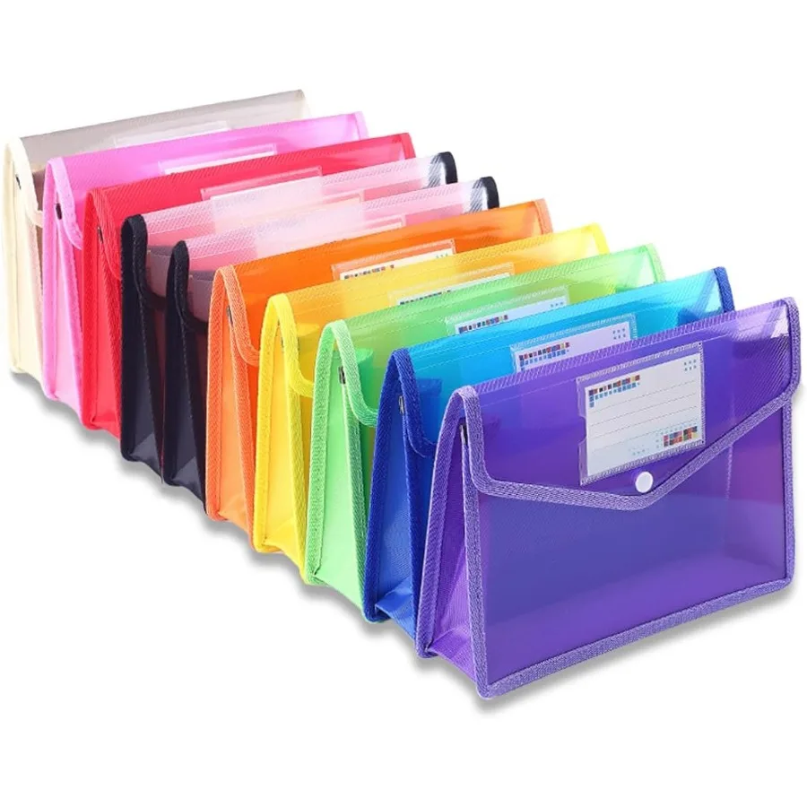 

Пластиковая папка для файлов формата А4, расширяемые полиэтиленовые конверты, водонепроницаемая прозрачная сумка для файлов с застежкой Sp и карманом для этикеток, ассортимент