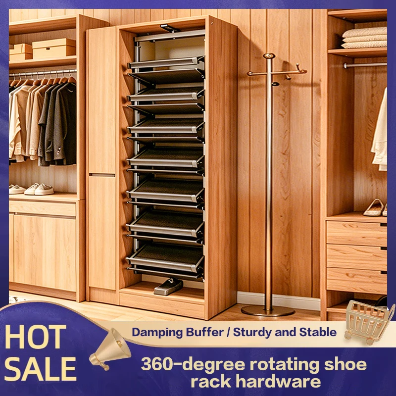 Pull-Out Shoe Rack Large Capacity For Stair Deep Cabinet Built-In Sliding Drawer Basket Rail Hardware Space Saving For Home