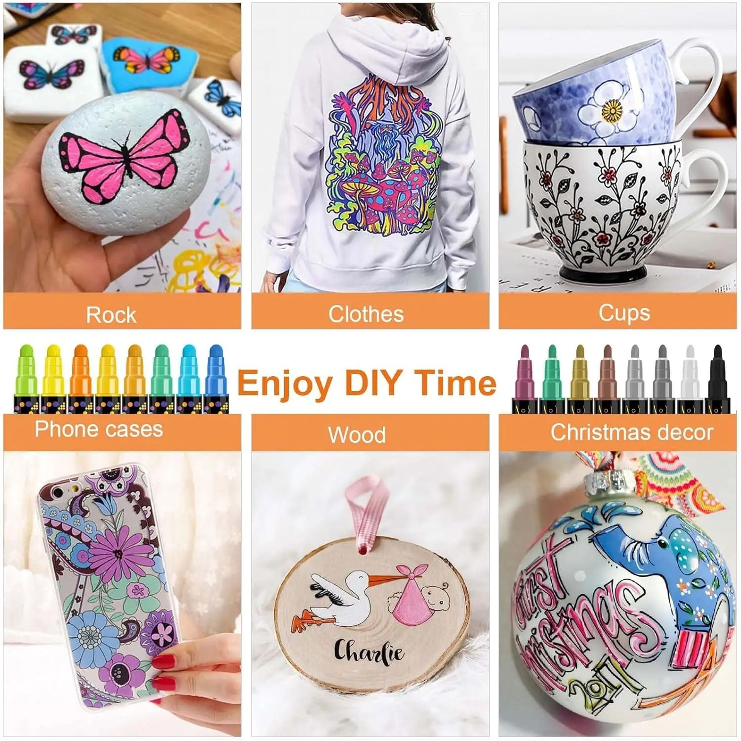 Pennarelli Acrilici a Doppia Punta in 24 Colori per Roccia, Legno, Tessuto, Vetro, Tela, Ceramica - Materiali per Artigianato e Arte Fai-da-Te