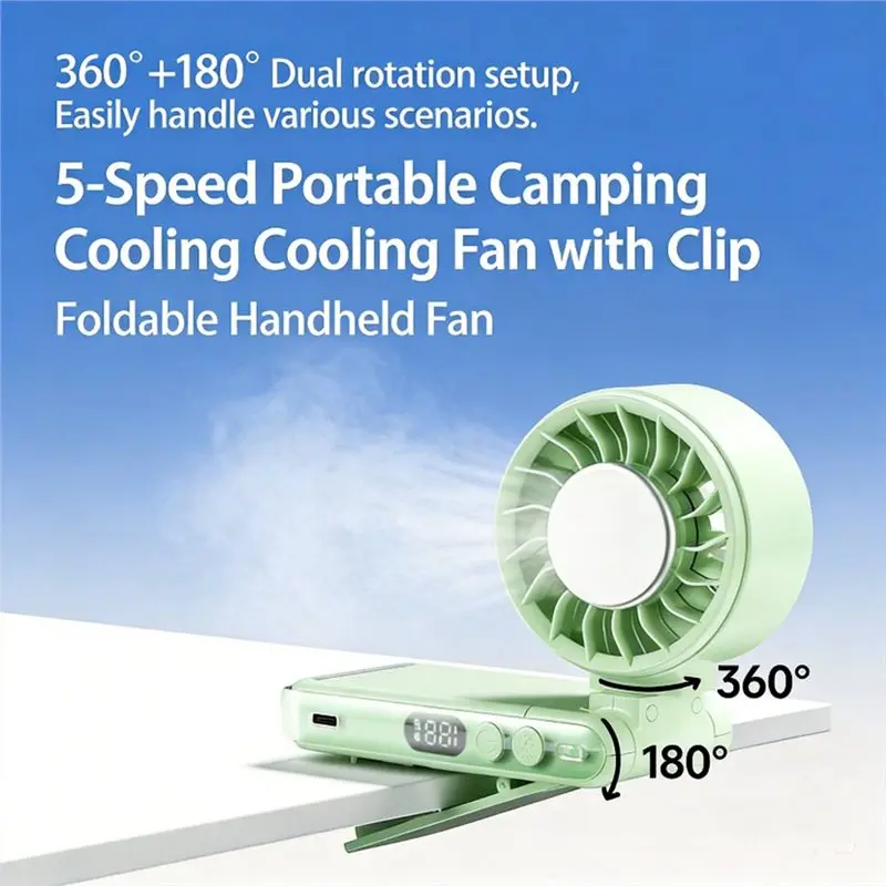 Portable Handheld Cooling Fan Semiconductor Ice Cold Mini Fan Rechargeable 3000Mah Foldable Digital Display