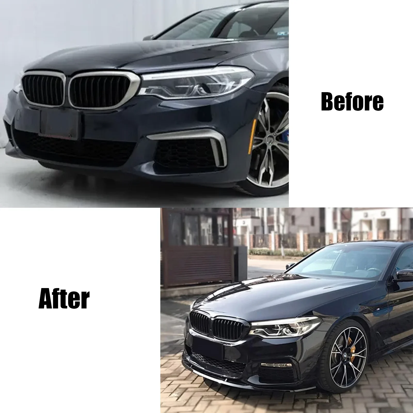 Front Bumper Lip Spoiler for BMW 5 Series G30 G31 M-Tech M Sport 2017-2020Lower Air Vent Corner Side Splitter Cover Bumper Guard