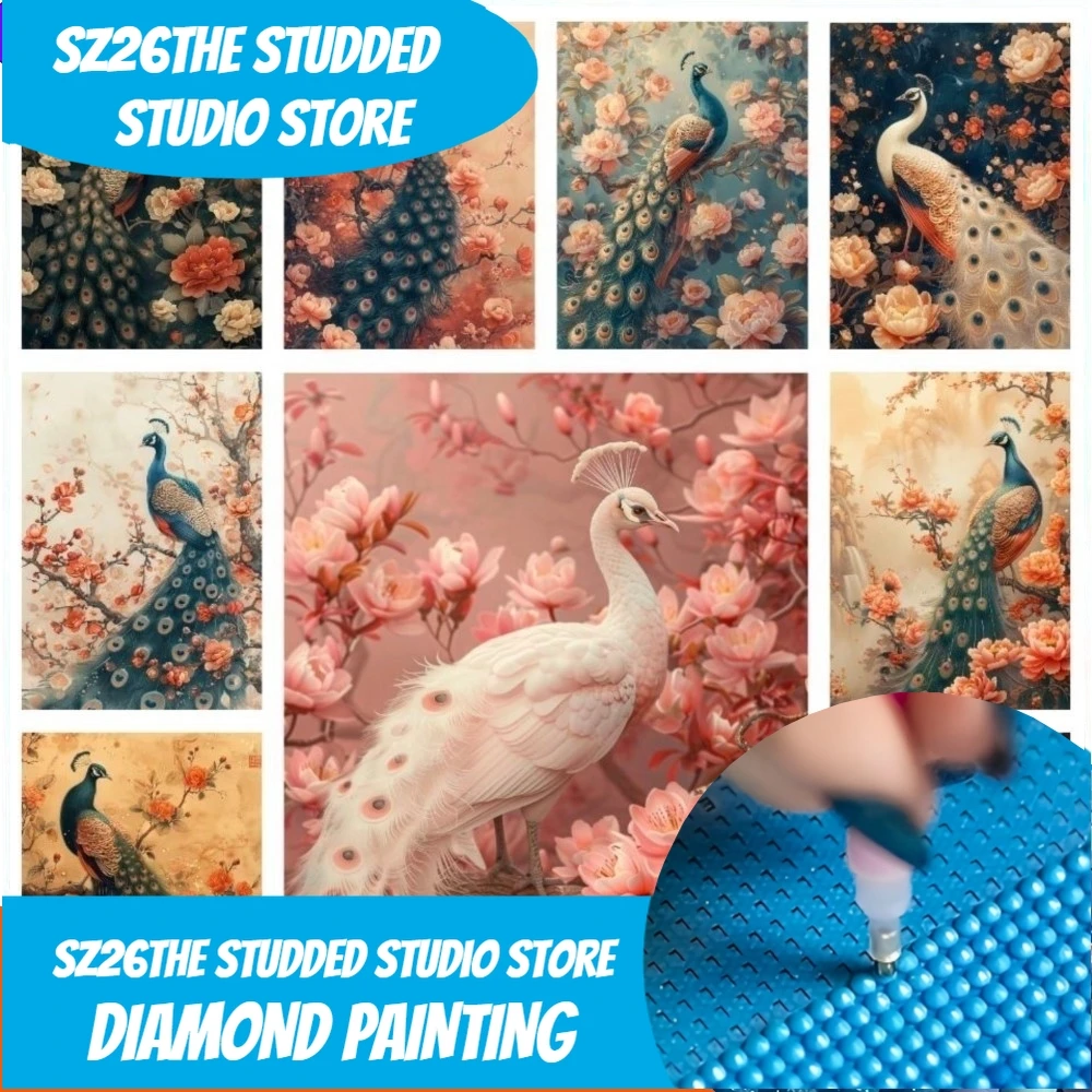 

Sz26Сшипы полный квадратный круглый алмаз вышивка животное павлин Diy Алмазная мозаика цветок полный домашний декор подарок ручной работы