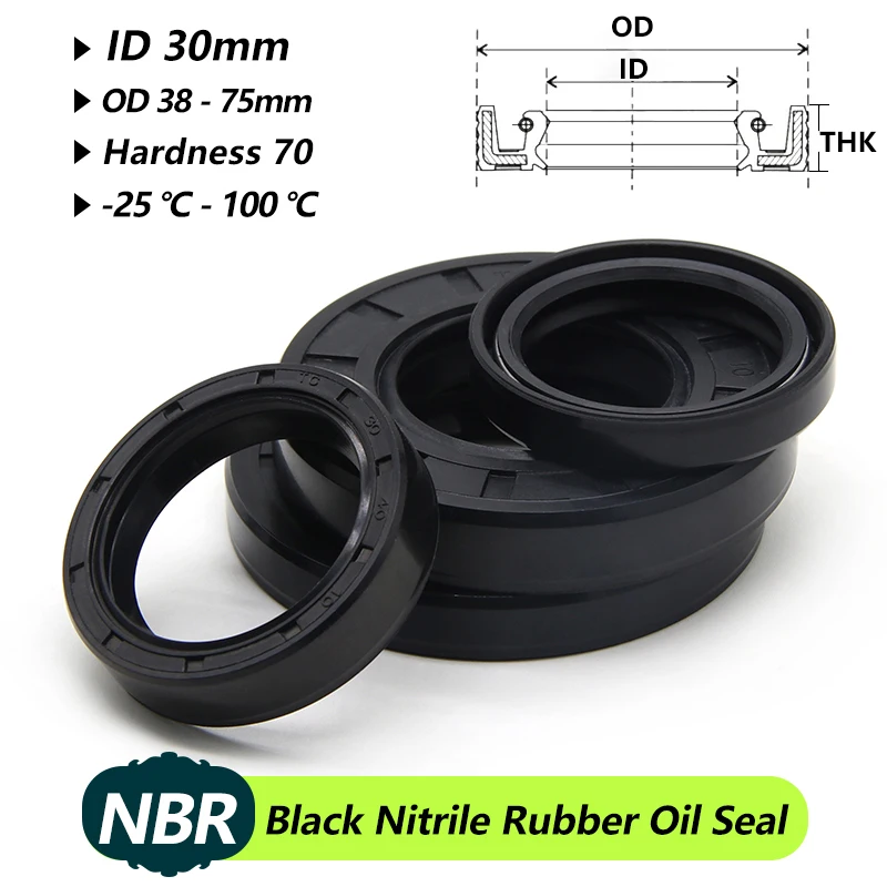 ID30mm NBR Oil Seal TC-30*38/40/42/45/46/47/50/52/55/58/60/62/65/70/72/75*5/6/7/8/10/12mm Nitrile Rubber Shaft Double Lip Gasket