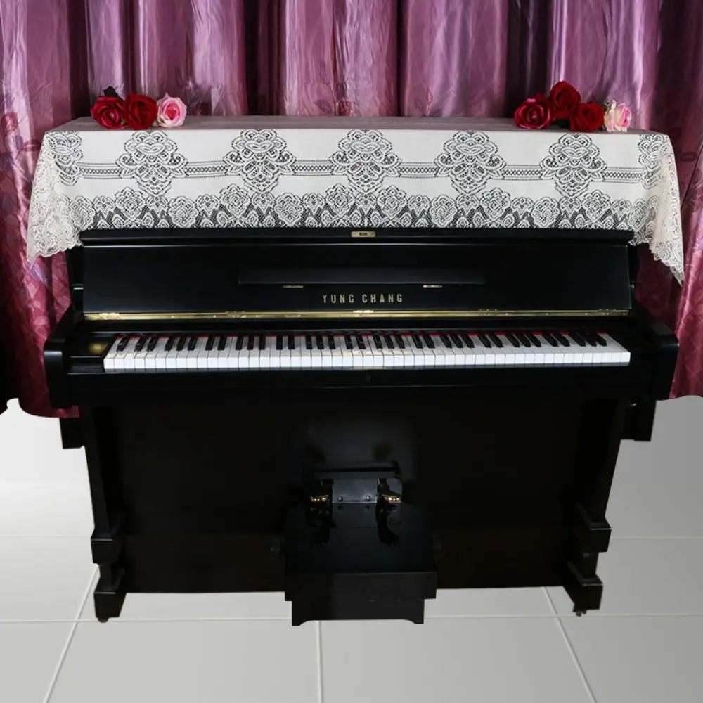 

Piano Bench Cover Dustproof Lace Piano Covers High-end Lace Thickened Piano Cover Cloth Breathable No Shrinkage Furniture