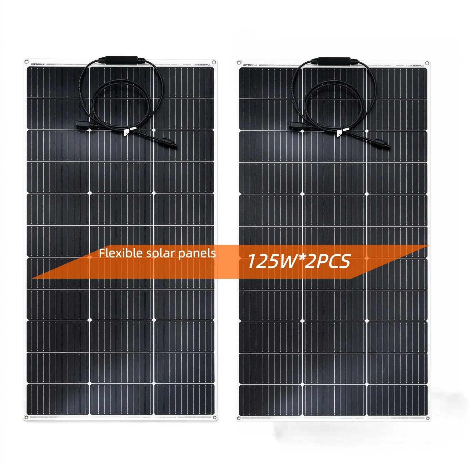 250W Ultra Thin Flexible Mono Solar Panel,(125W*2PCS), Bend Up to 15°, Monocrystalline Photovoltaic Panel for Boat RV Outdoor