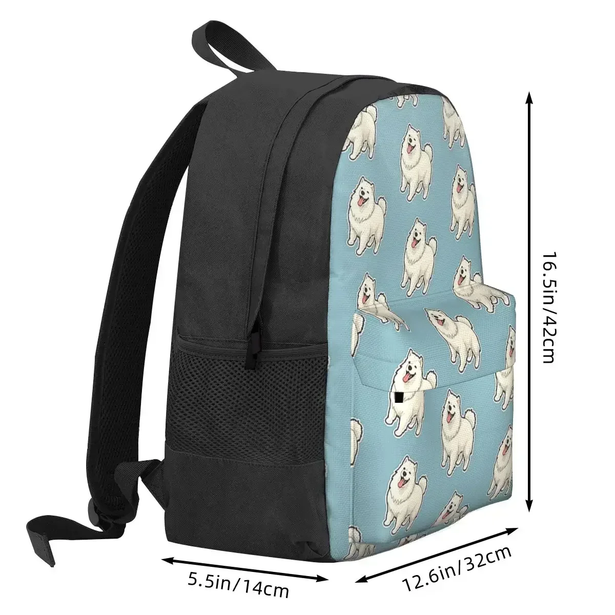 MaleBoy Samoyed ออกแบบสําหรับคนรักสุนัขกระเป๋าเป้สะพายหลังชายหญิง Bookbag เด็กโรงเรียนกระเป๋า Rucksack แล็ปท็อป Rucksack ไหล่กระเป๋า