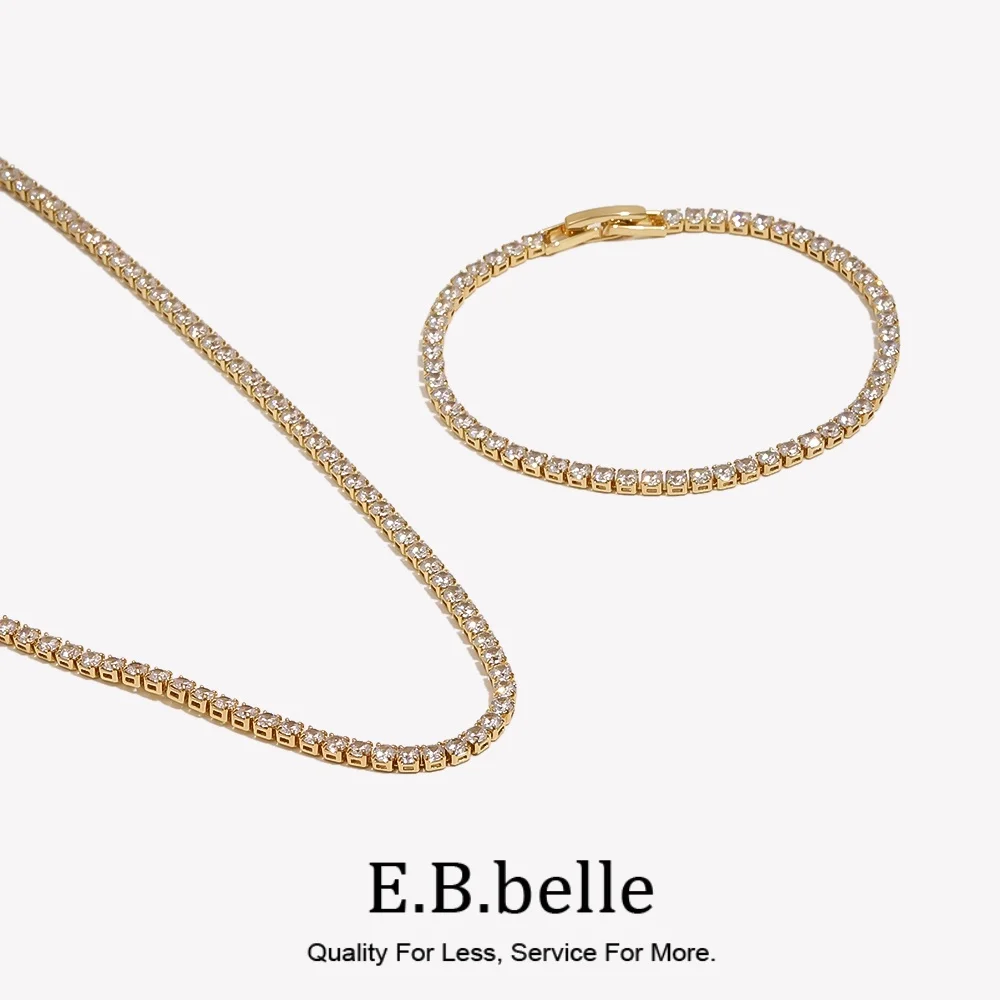 E.B.belle-Collier Ras du Cou en Plaqué Or 14K, Bijou Romantique et Scintillant, AAA, Nouvelle Collection