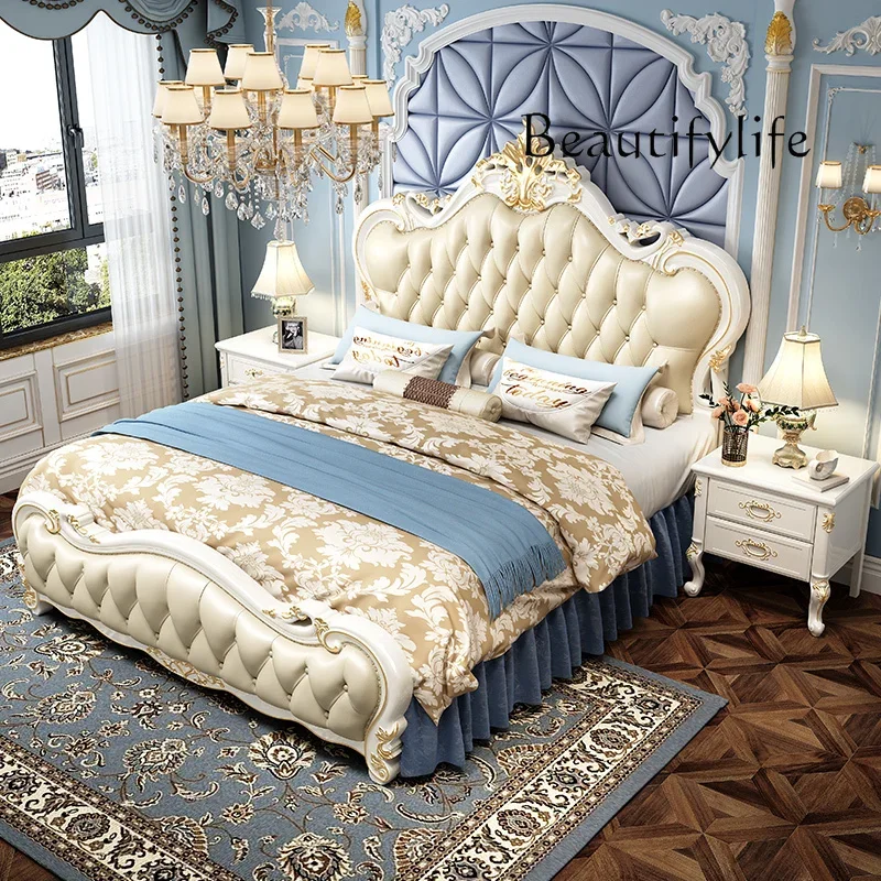 Y45 European Solid Wood Bed Double Princess Wedding High Quality Designer Bedroom Bed Modern Castle Queen Beliche Hotel Furnitur