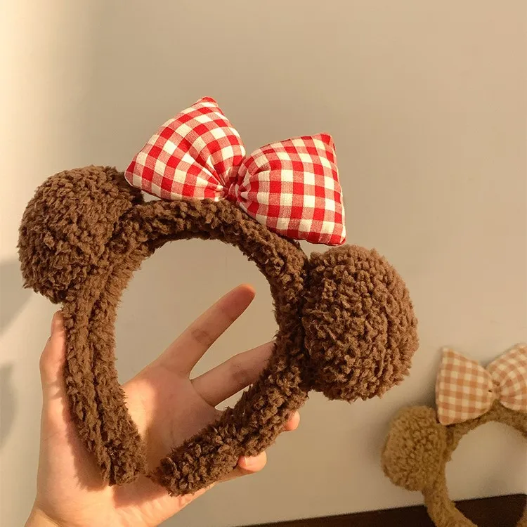 Cute Bow, Bear Ears, Plush Hair Hoops, Women\'s Face Wash, Headband, Hair Clip, Cartoon Brown Headband, Hair Accessories, Winter