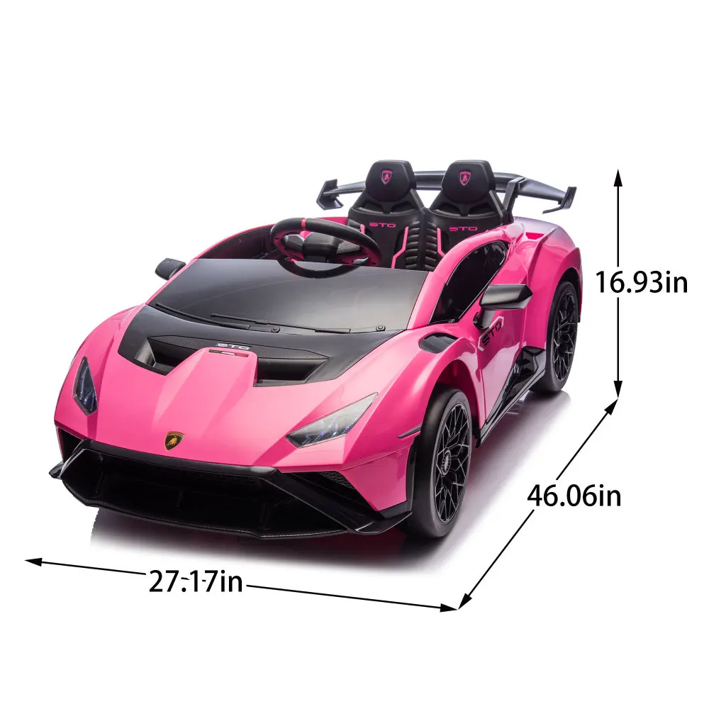 Lamborghini Huracan Sto 24V Kids Electric Ride-On Drift Car: Speeds 1.86-5.59 MPH, Ages 2-4, Foam Front Wheels, 360° Spin, LED Lights, Dynamic Music, Early Learning, USB Port, Drift Feature