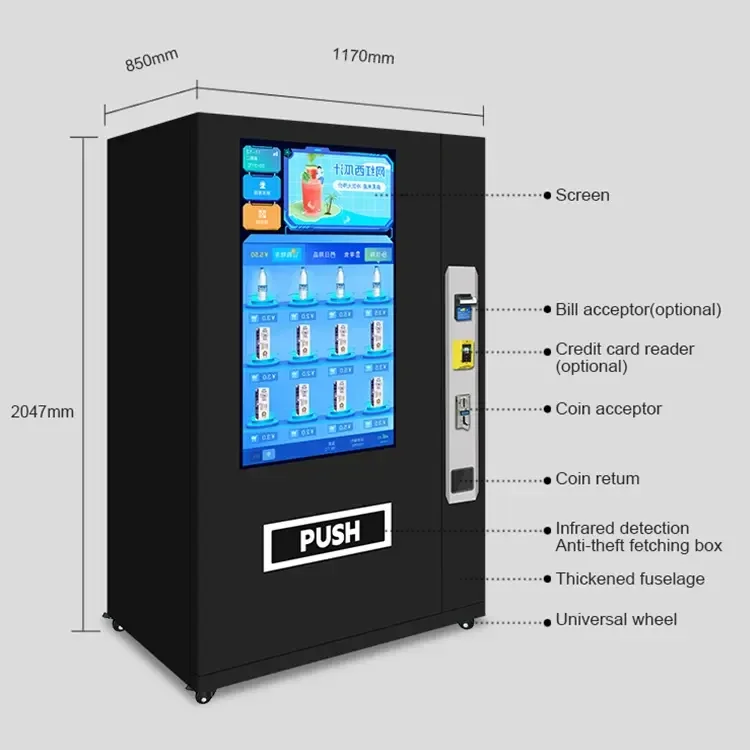 Distributore automatico di caramelle e snack a gettoni Distributore automatico di snack Bevande Alimenti con lettore di carte