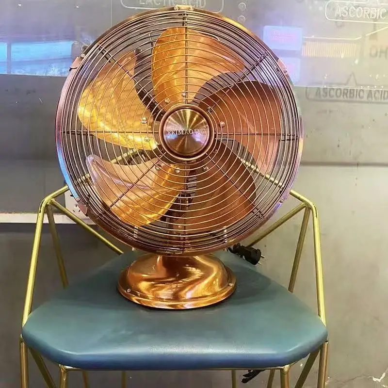 Retro metal table fan household living room shaking head antique nostalgic American metal desktop small electric fan