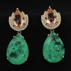 Cute Dangle Earrings for Women Luxury Jewelry Green Royalblue Water Drop Earrings Evening Party Jewelry Female Gift