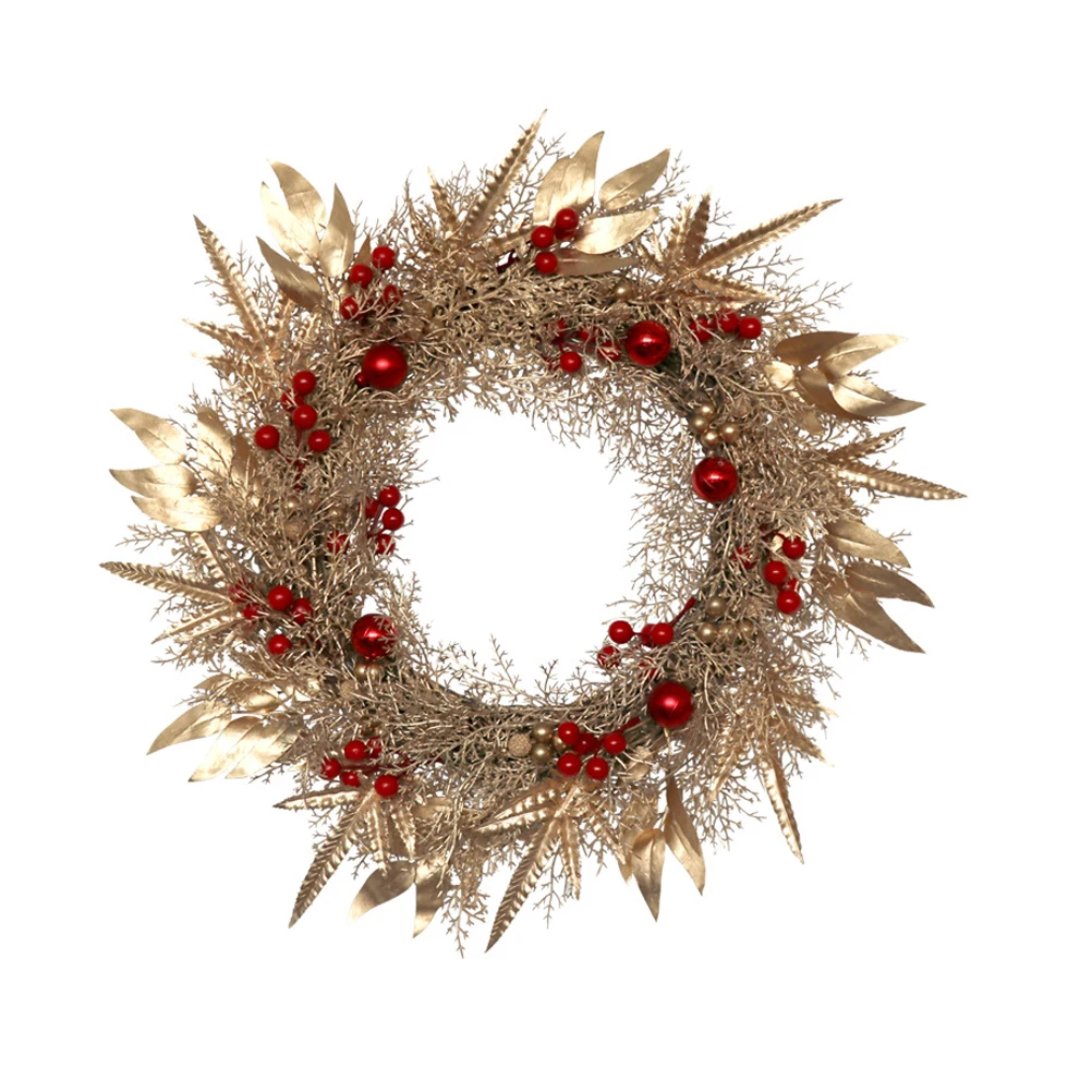 

Christmas Decorative Hanging Wreath Imitated Xmas Simulated Wreath Artificial Adornment Wooden Rattan Festival Home