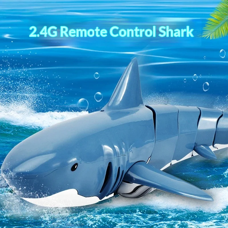 Auto Swinging 4 Direction RC Boat Simulation Mechanical Shark Toy 2.4G Remote Control Waterproof for Outdoor Pool Summer Fun