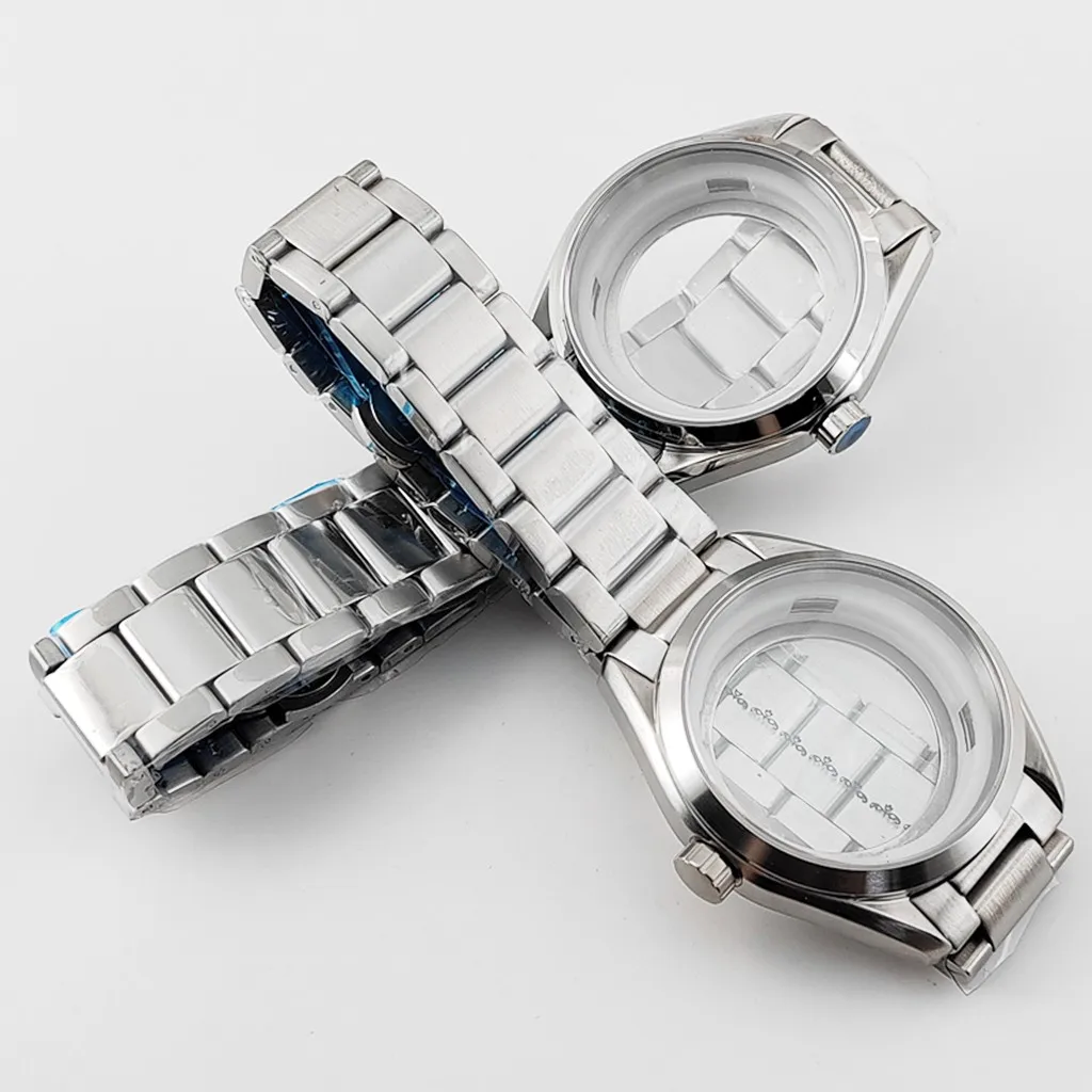 41mm Silver Watch Case Sapphire Glass For NH35 NH36 Watches Automatic Movement Accessory Part