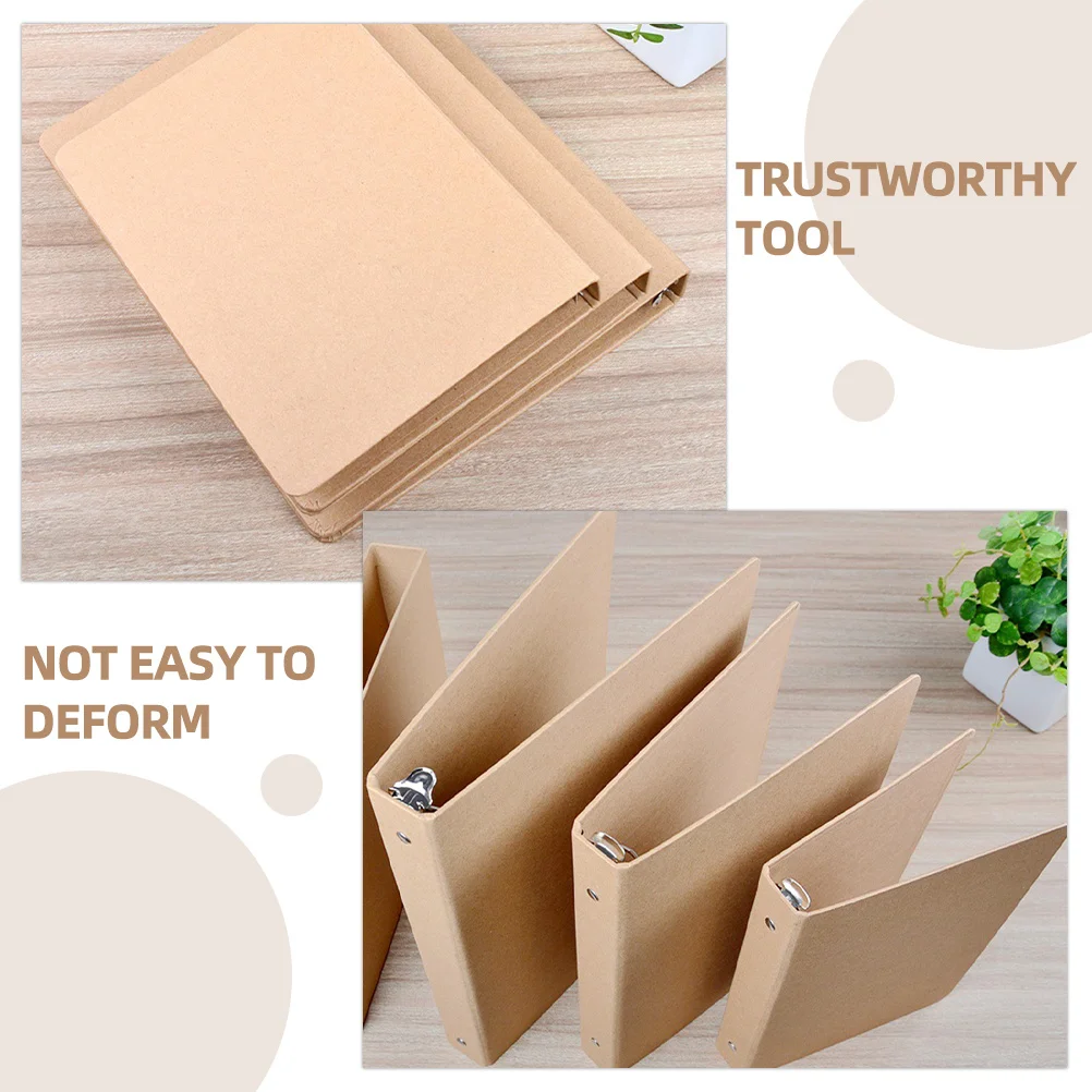 

3Pcs Kraft Paper Binder Shell Sturdy Refillable Notebook Cover Loose-Leaf Notebook Organizer for School Office