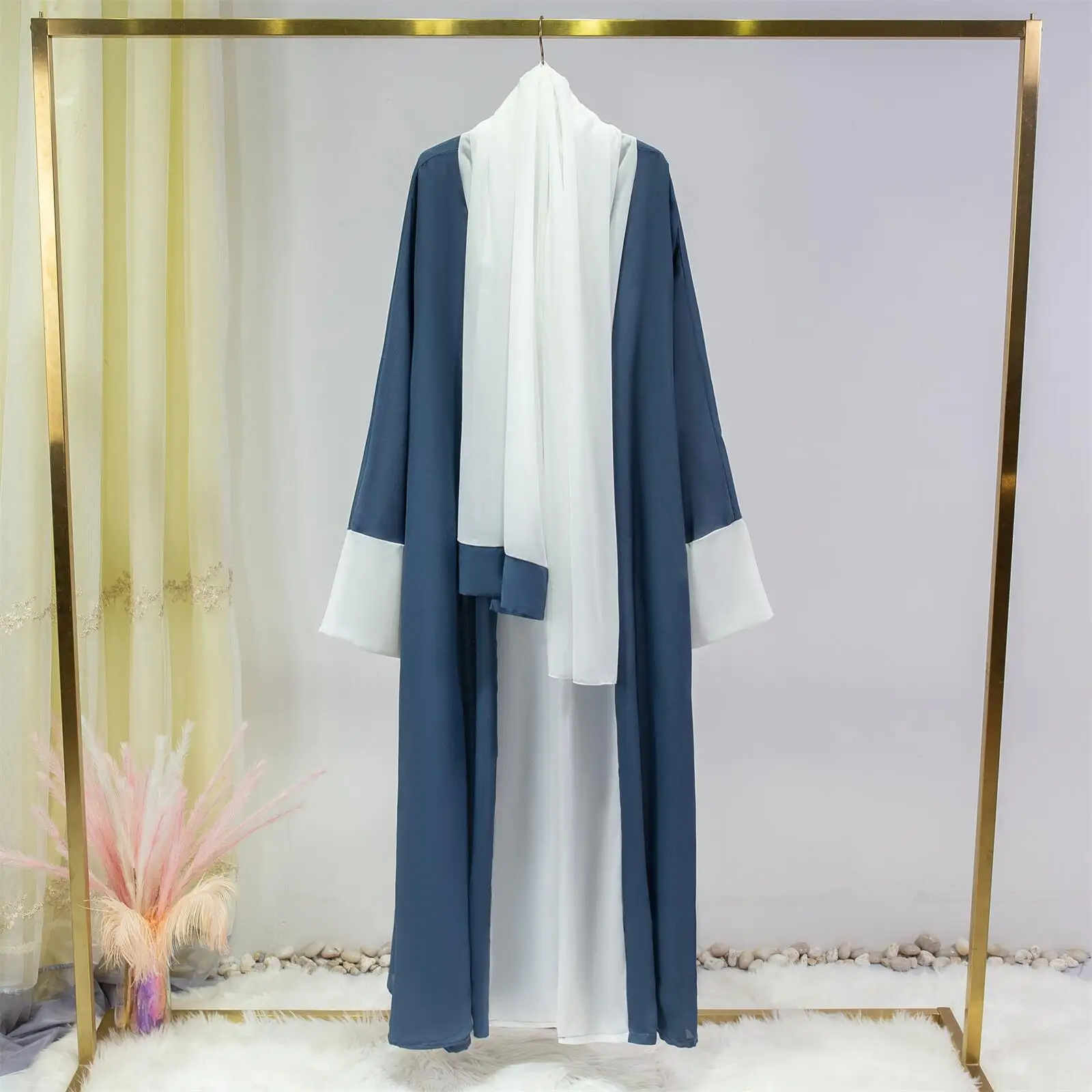 Moroccan Caftan for Women Dresses Jalabiya Headscarf Ramadan Modest Robe Eid Muslim Vestidos Arab Dubai Abayas Kaftan Islam