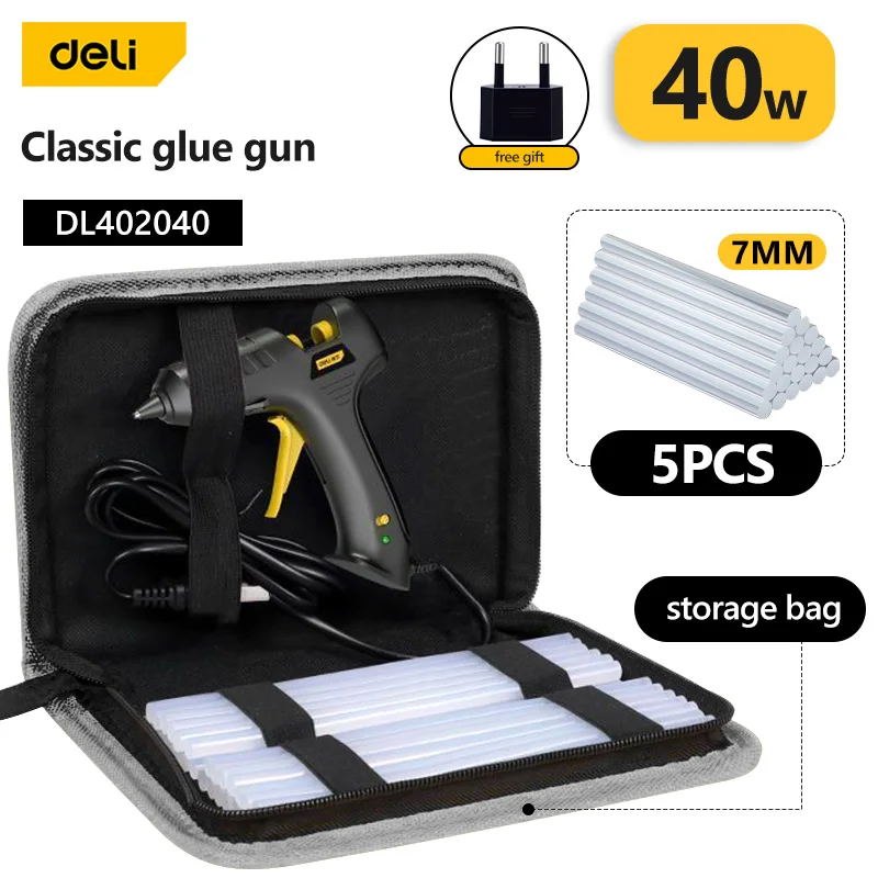 40W Hot Melt Glue Gun with 7MM Transparent Glue Stick Mini Gun Home Electric Heat Temperature Gun Repair Tool Special Stick Set