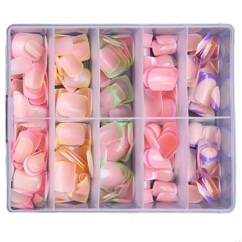 

R3MF 240 PCS Короткие ложные ногти многоцветные нажаты