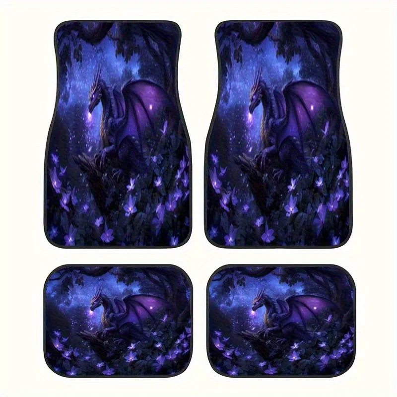 

Dragon Perch Fashion Print Car Floor Mats - Comfortable Crystal Velvet Vehicles Floor Mats, Front & Rear Full Coverage Auto Inte
