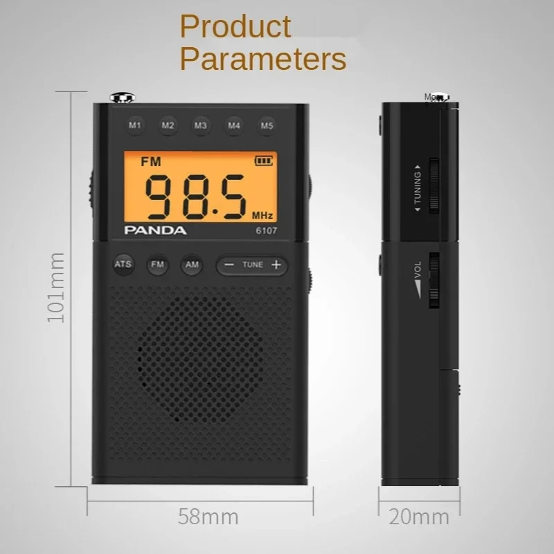 2023 Panda 6107 FM Radio 64-108 MHZ Mini Portable Desk LCD Display ATS Searching Free Shipping