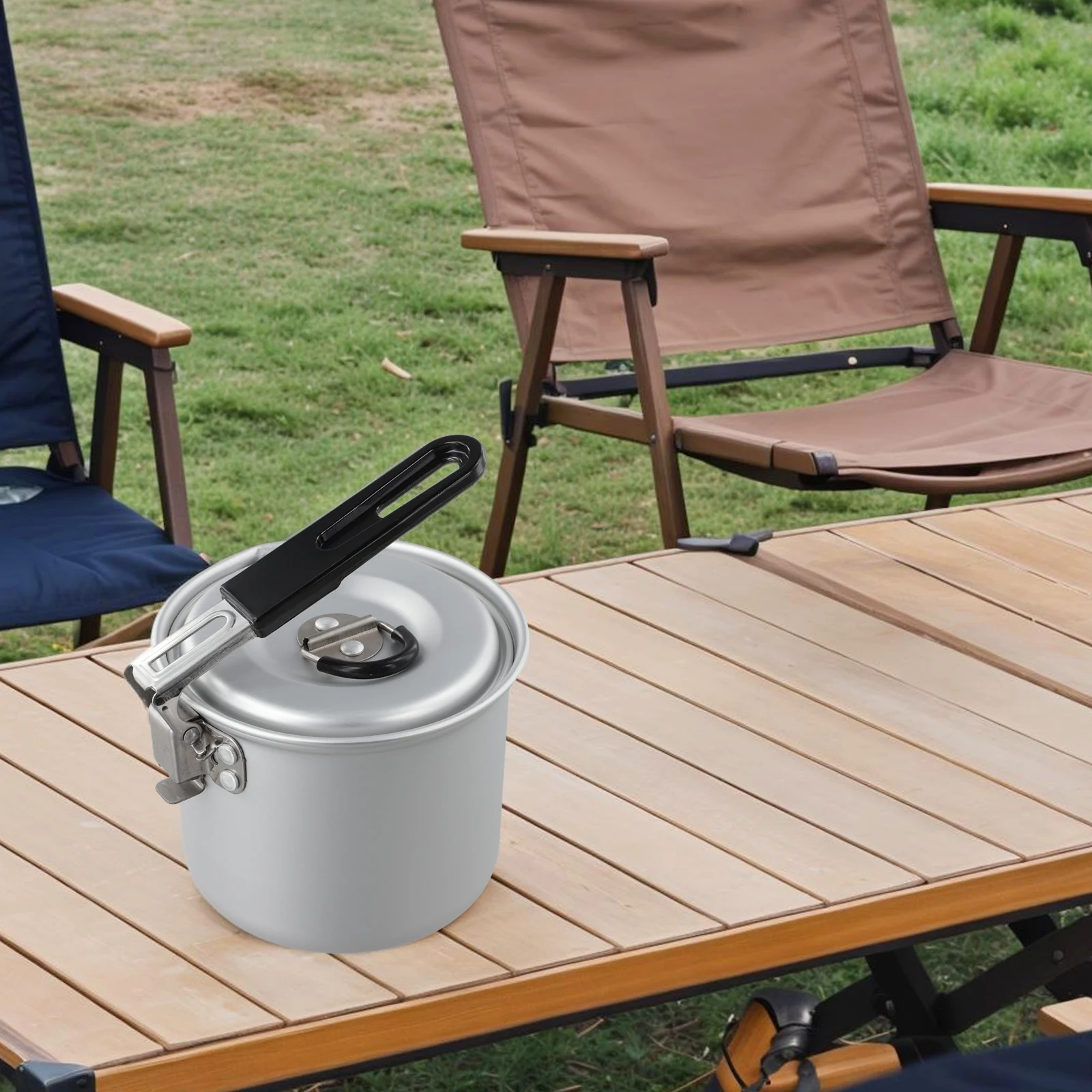 

Кастрюля для приготовления чая и кофе, кастрюля для приготовления пищи на природе, кастрюля со складной ручкой, удобная для переноски кастрюля из алюминиевого сплава