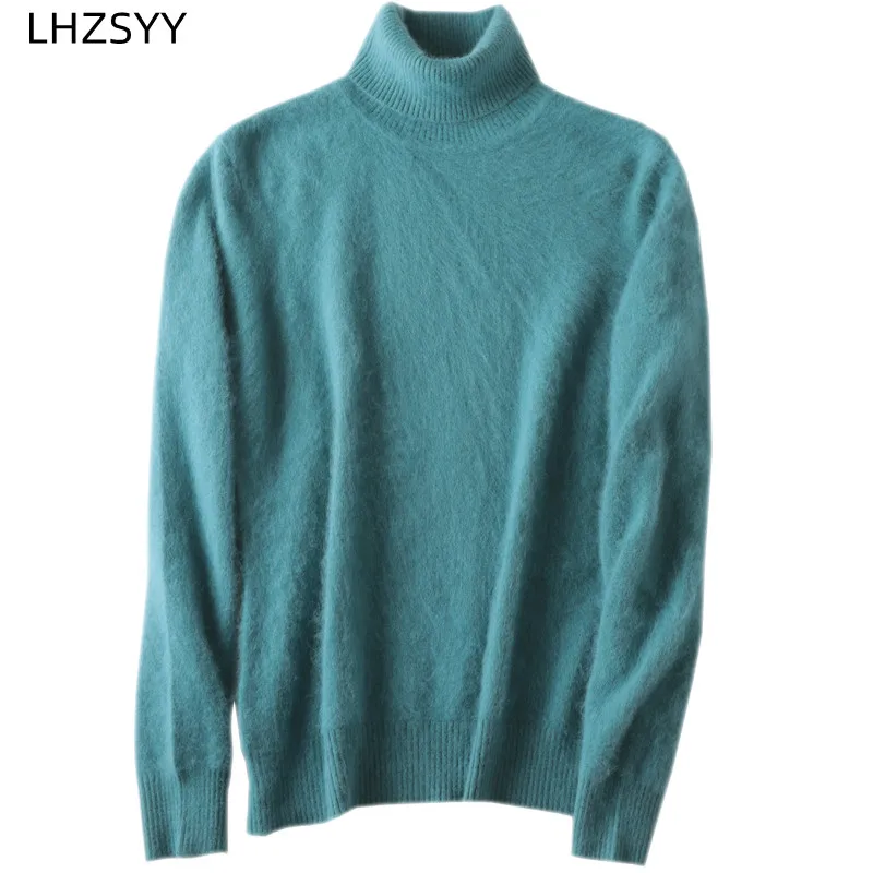 Autumn Winter Women\'s 100% pure Mink Cashmere Sweater Lapel Pullovers Loose Knit Tops Korean Wild Sweater Female Jacket Jumpers