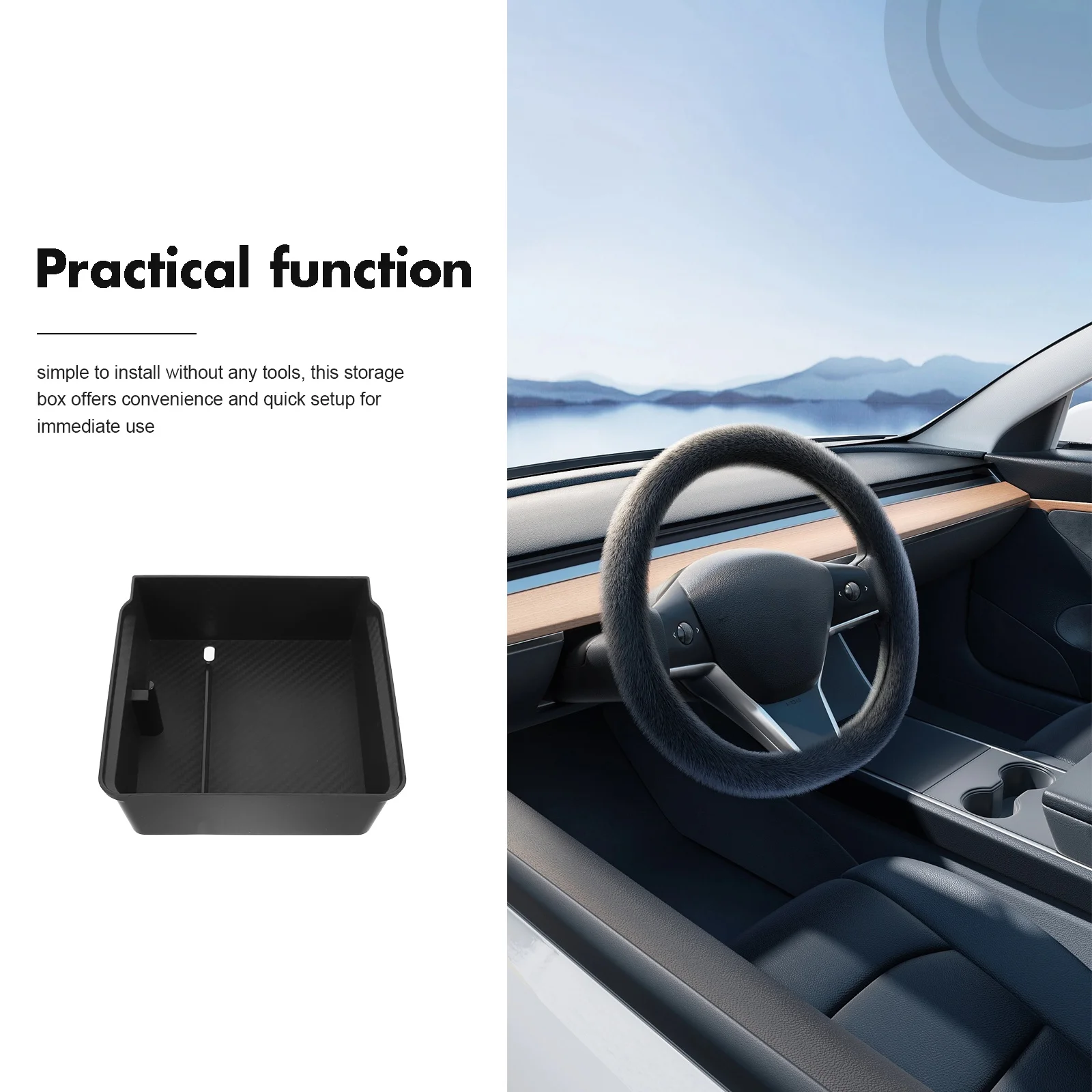صندوق تخزين التحكم المركزي، منظم متين وسهل التنظيف، تصميم متعدد الوظائف، حامل وحدة التحكم في صينية السيارة الداخلية #5