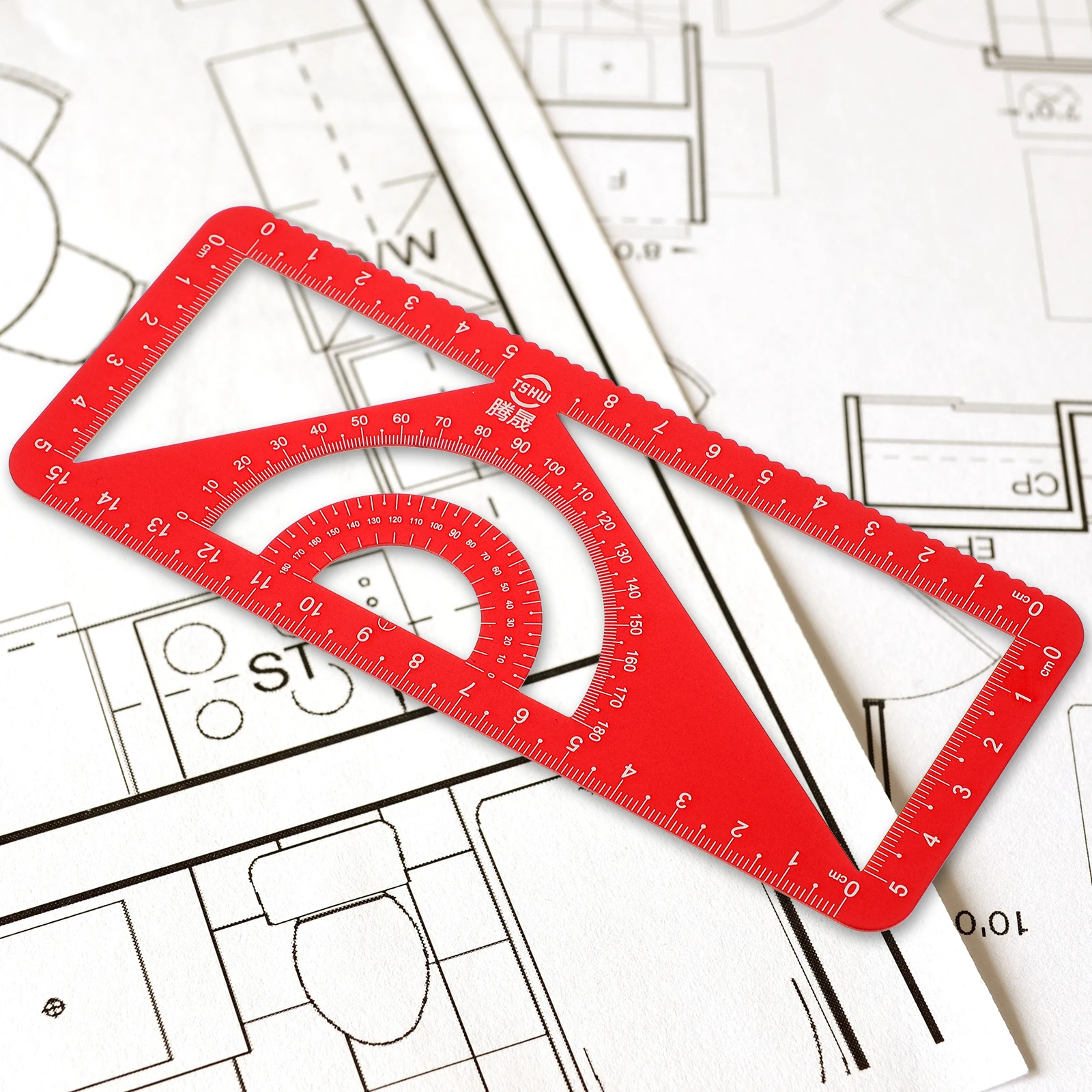 Set Penggaris Pengukuran Gambar Bahan Paduan Aluminium Angka Skala Jelas Akurasi Kelas Profesional Portabel Ringan