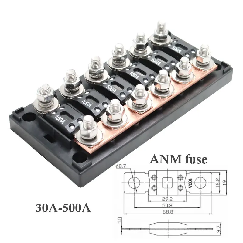 Anschraubbare Sicherungshalterungen 6-Wege-Sicherungskasten 48V 100A ANM MEGA Inline-Sicherungshalter – Detail 3