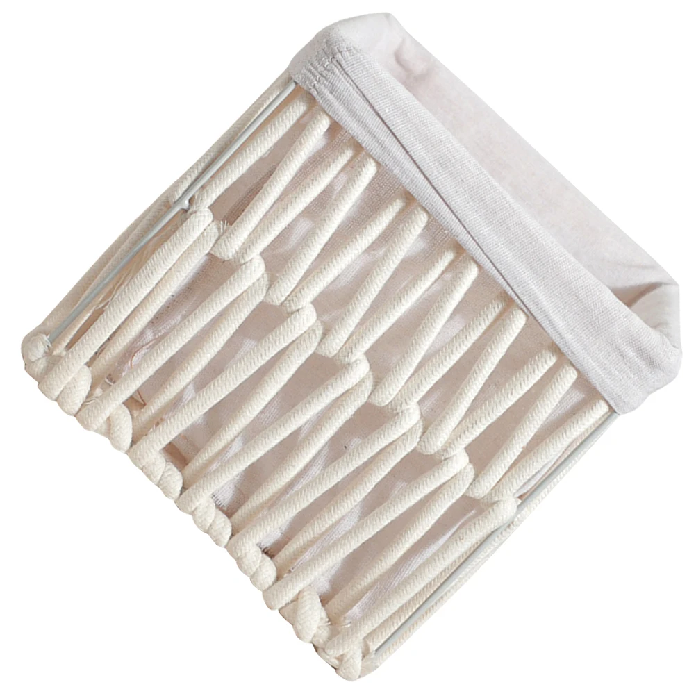 

Storage Cotton Rope Iron Household Organizer Bedroom Bathroom Snack Holder Reusable Sundry Container Small Desktop