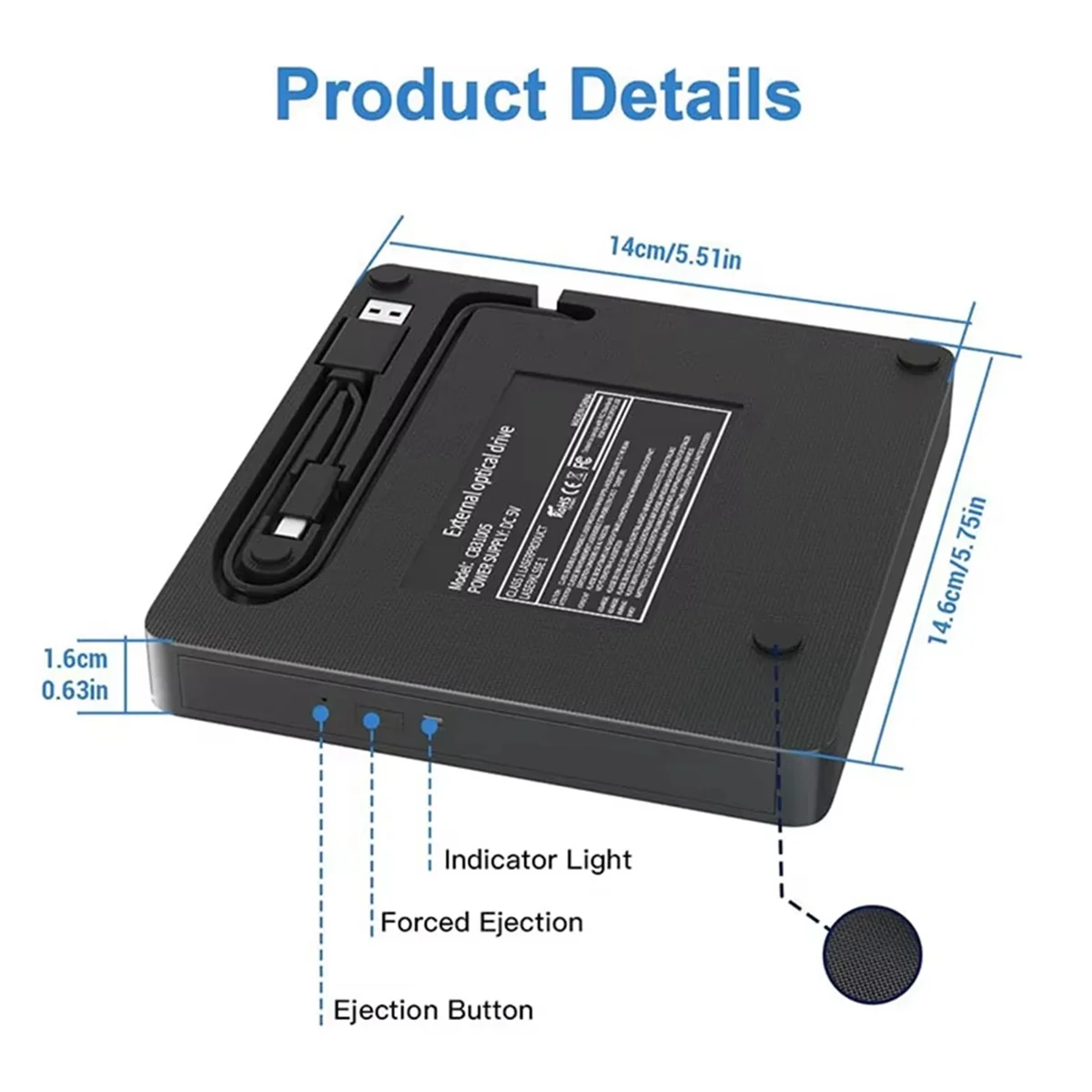 2025+ External DVD Drive CD DVD -/+RW Player Burner Portable Optical Drive for Laptop PC Computer Notebook 11 10