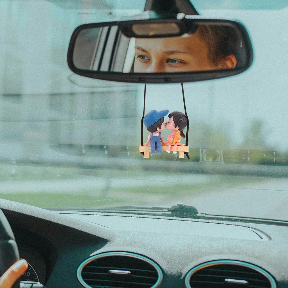 

2Pcs Car Rearview Mirror Hanging Ornaments Resin Couple Pendants Decorative Car Interior Accessories for Mirror Pendant