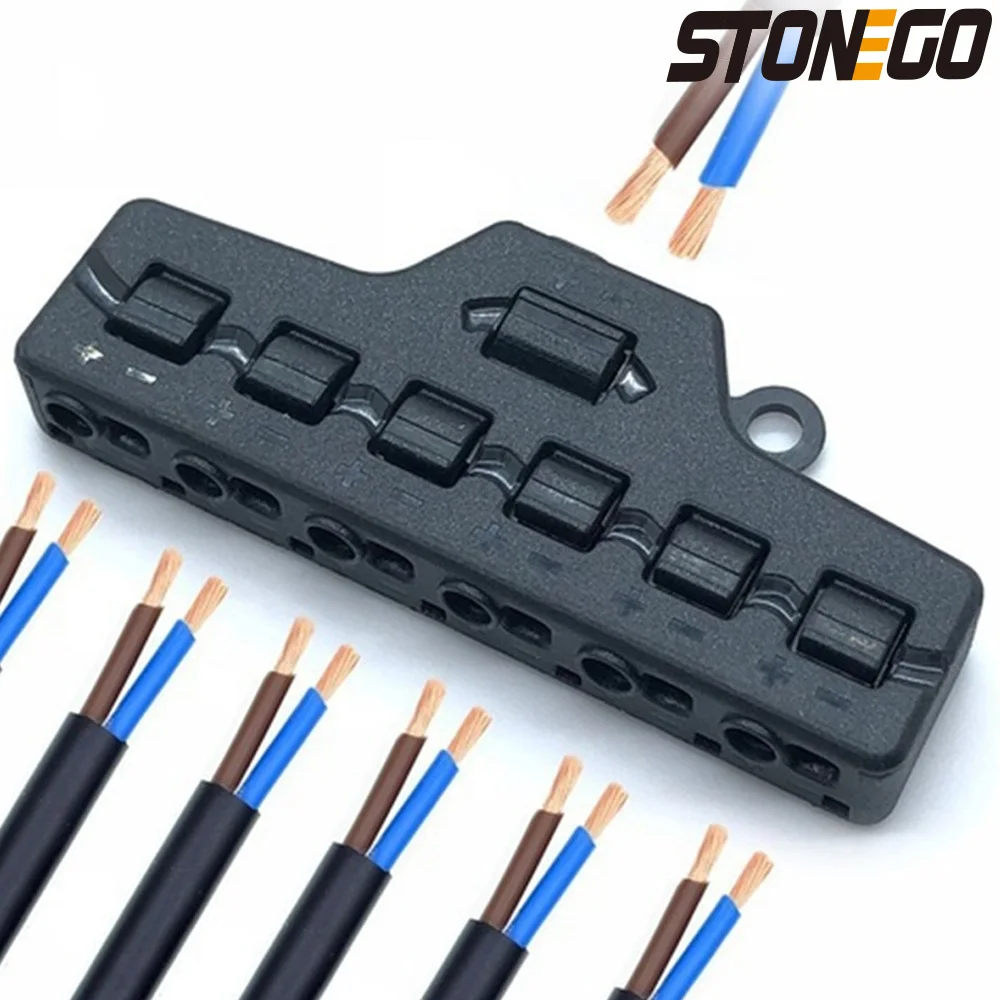 Low Voltage Quick Connect Wire Splitter for LED Strip Lighting (2 IN 12 OUT) - Distribution Block