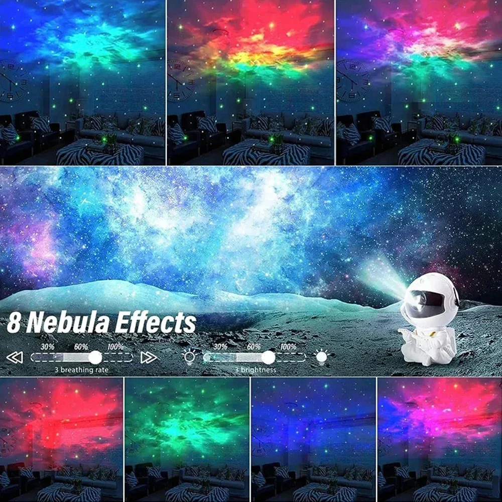 a las estrellas de la galaxia, luz nocturna, proyector espacial de astronauta, lámpara LED de techo de nebulosa estrellada para dormitorio, regalo decorativo para el hogar para niños