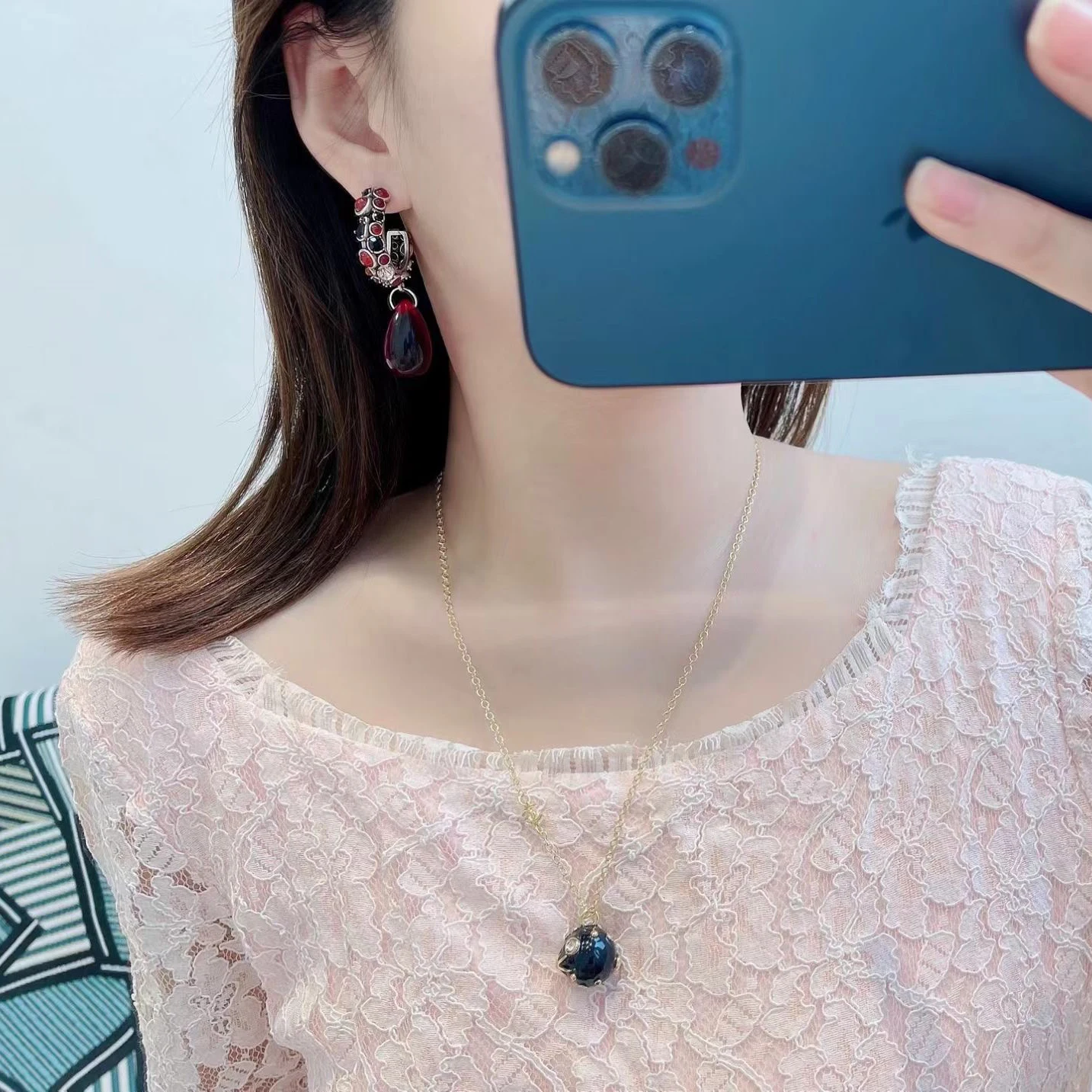 Europe America Crystal Natural Stone Gold Silver Luxury Earrings Women Top Quality Jewelry