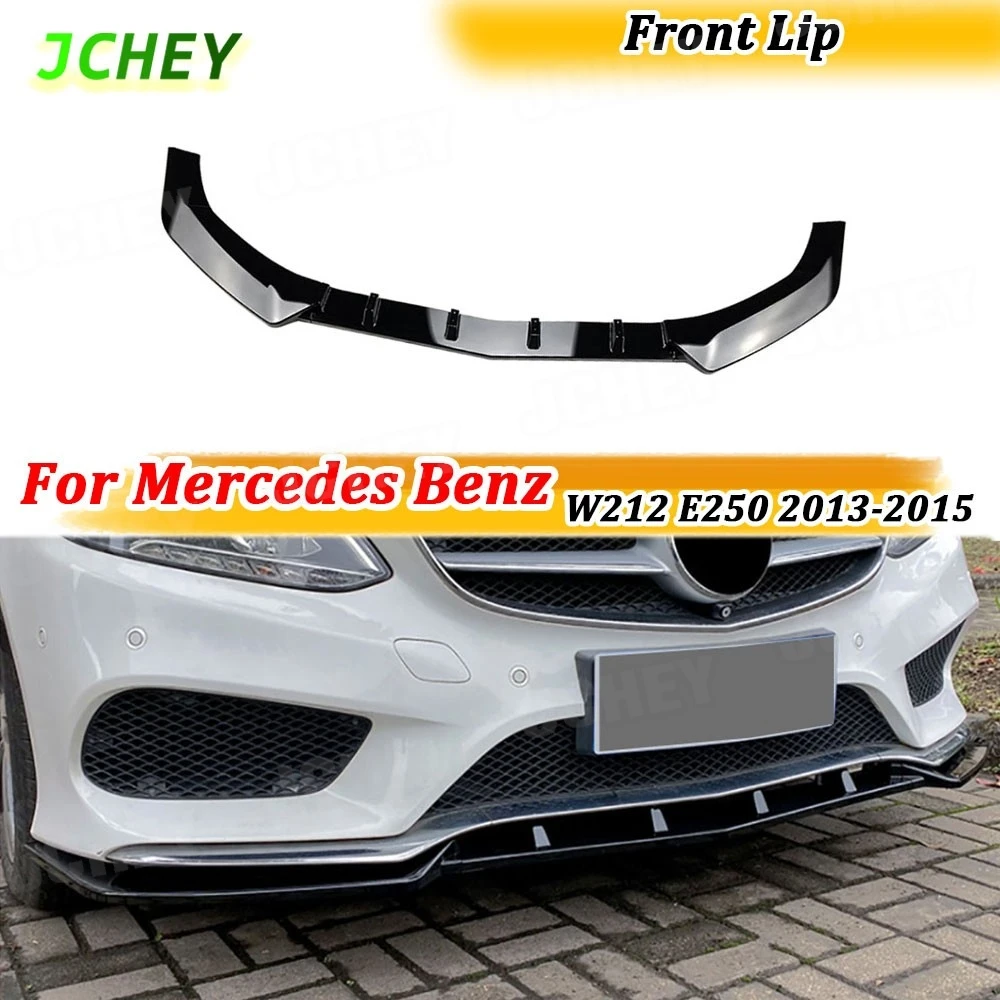

JCHEY ABS Carbon Look Front Lip Spoiler Three-section for Mercedes Benz W212 E250 E350 E400 E550 Sport 2013-2015 Gloss Black