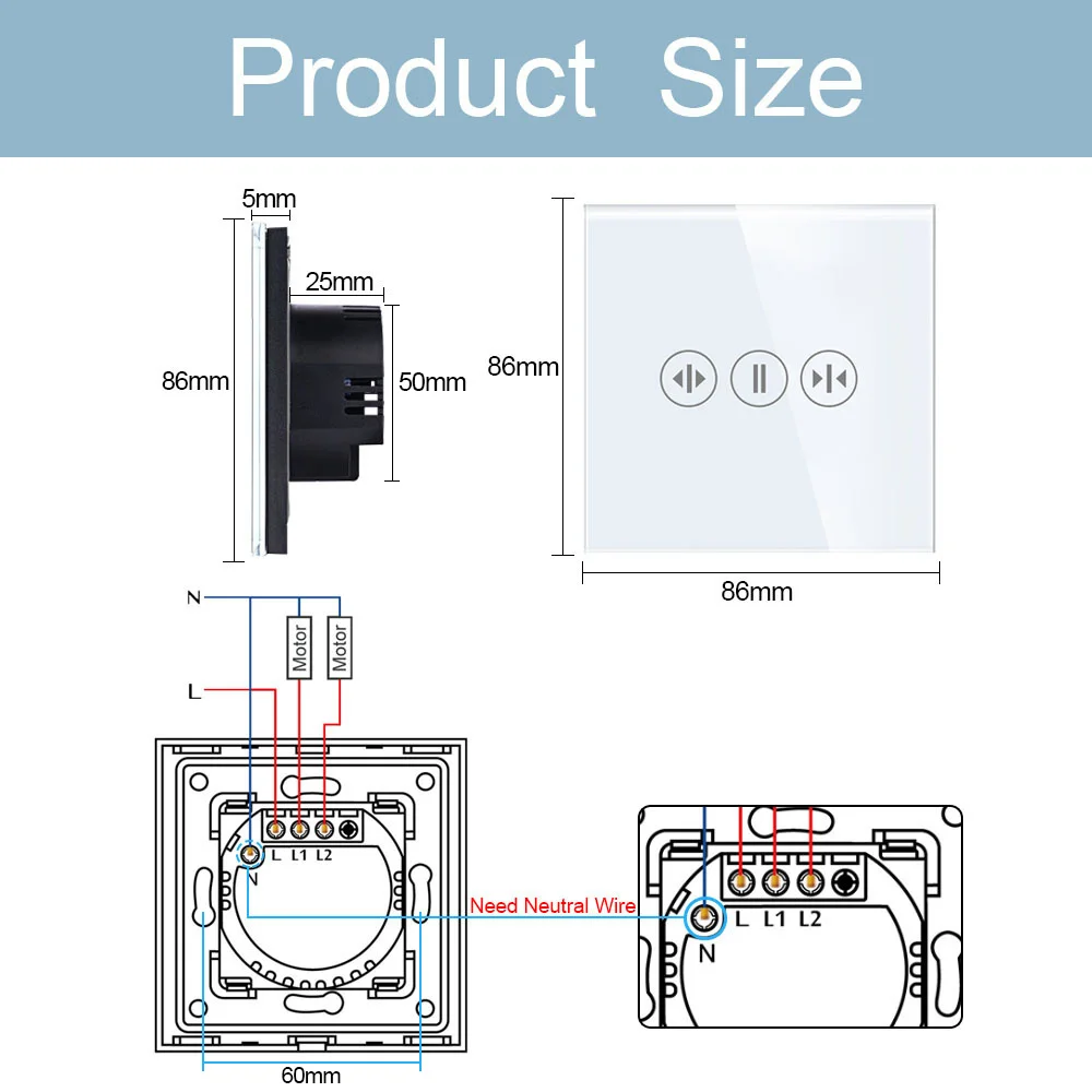 TAWOIA ZigBee Curtain Touch Switch Smart Wall Electric Curtain Switch Tuya Smart Life APP Google Alexa Alice Voice Control