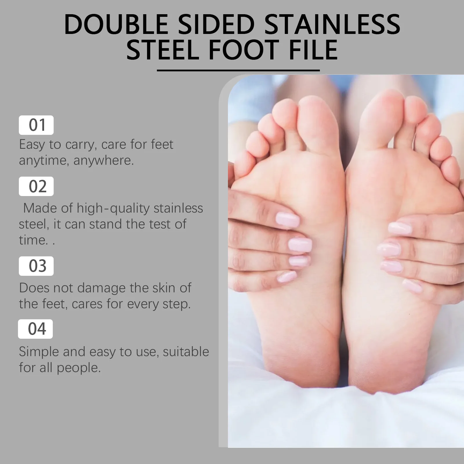 Stainless Steel Foot File Double Sided Remove Calluses Foot Scraper Dead Skin Remover Pedicure Tools Professional Foot Heel File