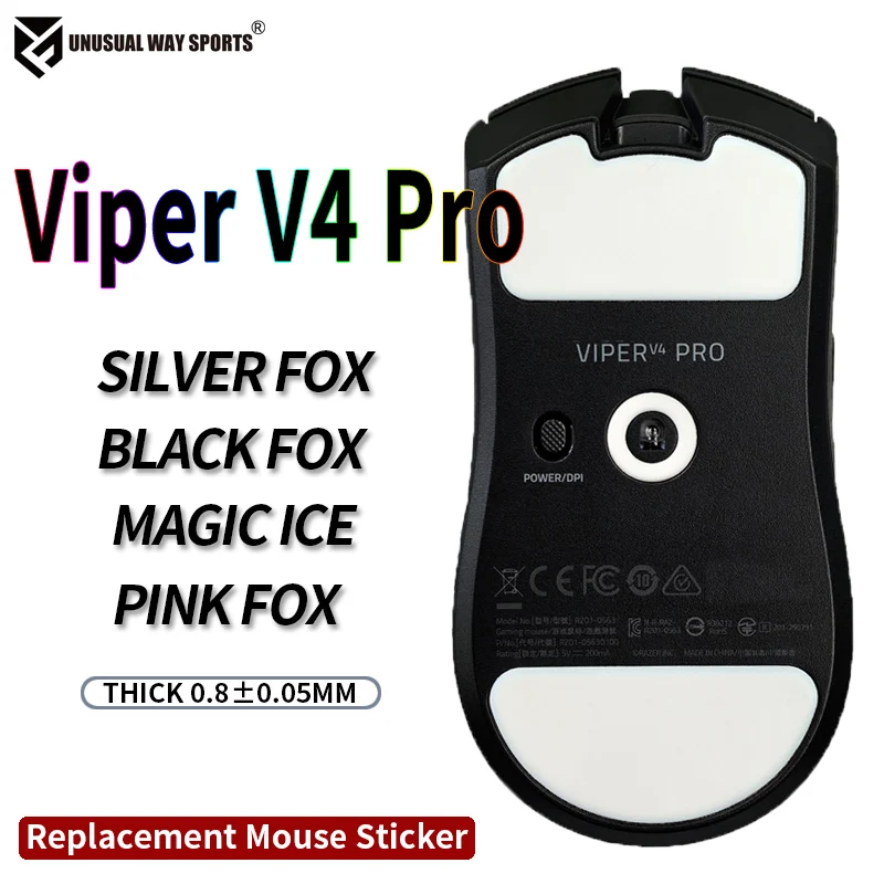 UnusualWaySports マウススケートフィート Viper V4 Pro キャンバードサーフェス PTFE アンチコラプス マジックアイス ピンク ブラック シルバーフォックス