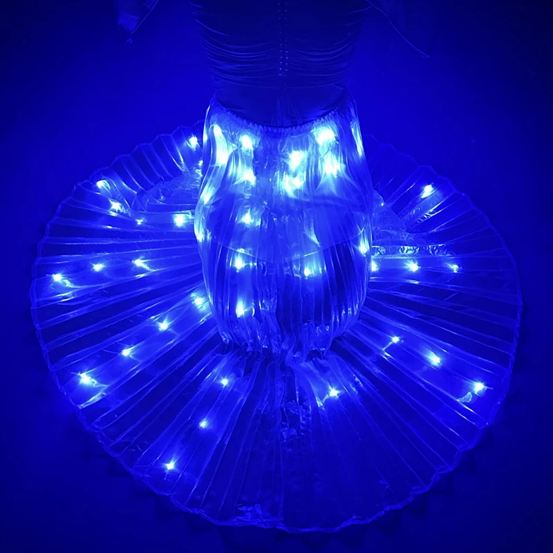 Traje de danza del vientre LED para mujer, ropa iluminada para fiesta, falda larga, vestido de boda, puesta en escena, club nocturno, Ropa de baile LED Tron