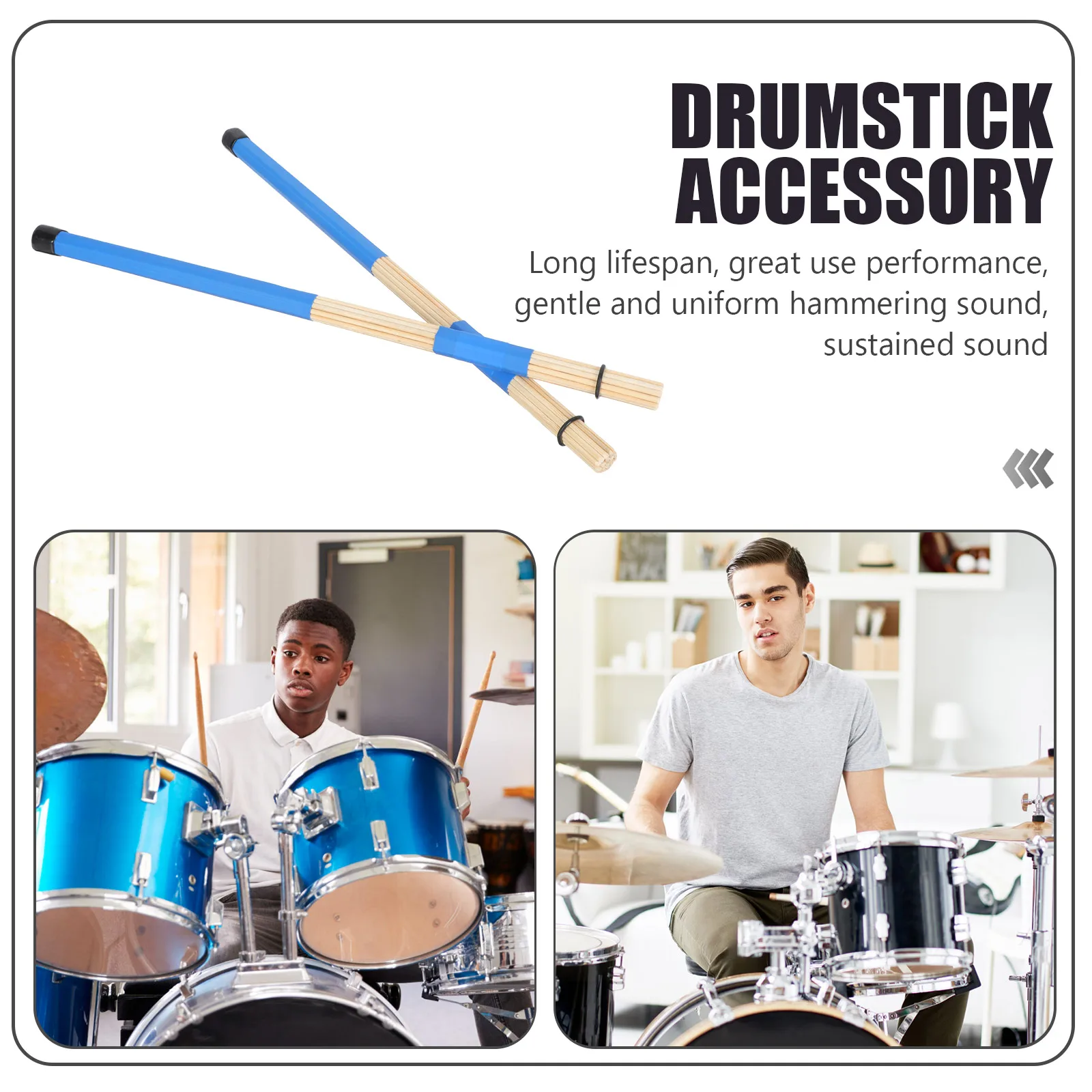 

Wooden Drumsticks Hickory Percussion Mallets Durable Replacement Beginner Gift Sound Quality Long Lifespan Drum Accessories